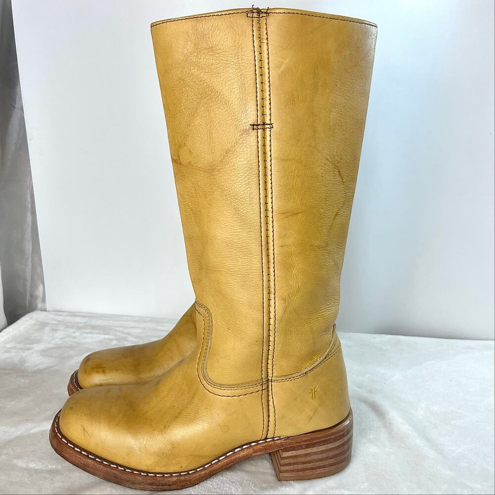 FRYE Campus Boots 14L Banana Tall Leather Pull On Womens Size 8 M - Picture 5 of 17